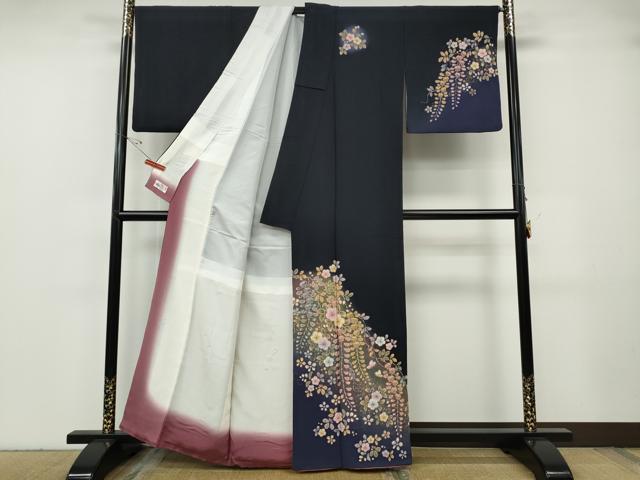 平和屋着物●越後十日町の一流染匠 桐屋・翠山工房 訪問着 絞り 舞花文 暈し染め 金彩 やまと誂製 正絹 逸品 CABG5209ut