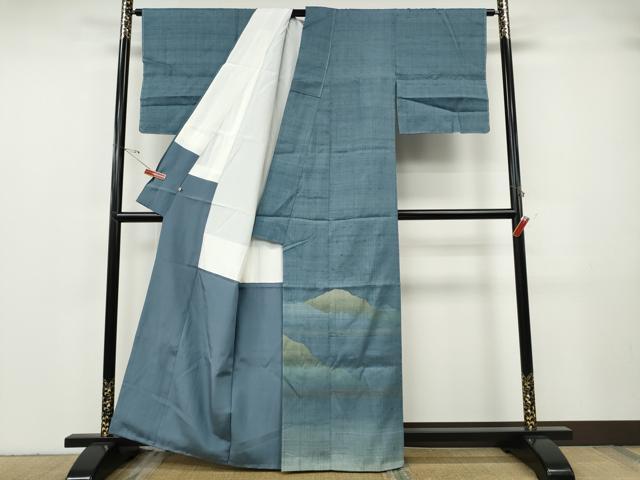平和屋着物●訪問着 作家物 紬地 遠山文 高島屋扱い 正絹 逸品 CABG5212ut