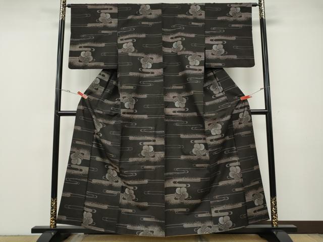 平和屋着物●本場大島紬 9マルキ エ霞捻梅文 正絹 逸品 CABG5219ut