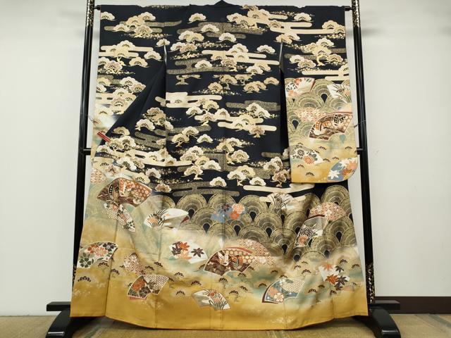 平和屋着物●豪華振袖 地紙花蝶文 暈し染め 金彩 三越扱い 正絹 逸品 CABG5220ut