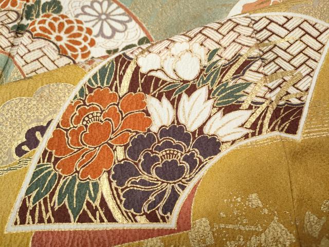 平和屋着物●豪華振袖 地紙花蝶文 暈し染め 金彩 三越扱い 正絹 逸品 CABG5220ut
