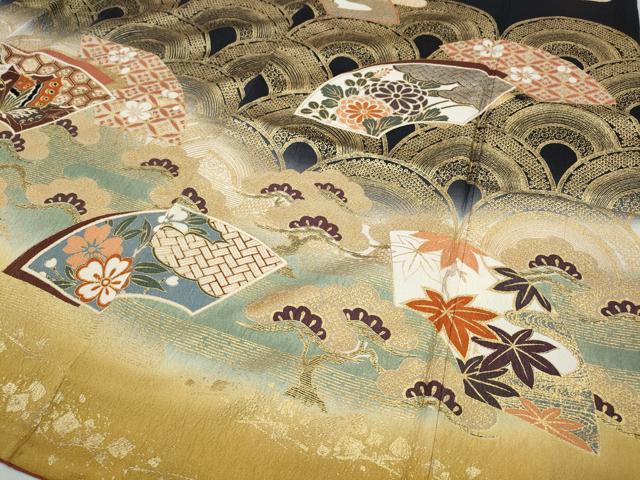 平和屋着物●豪華振袖 地紙花蝶文 暈し染め 金彩 三越扱い 正絹 逸品 CABG5220ut