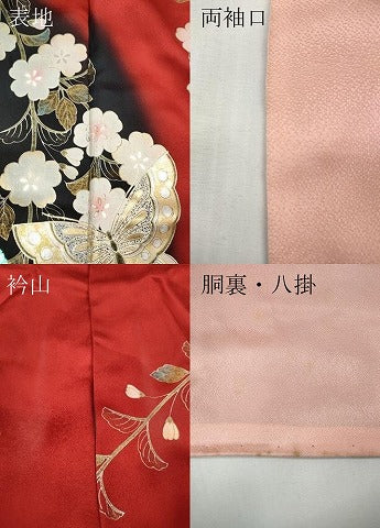 平和屋着物●世界的ファッションデザイナー 山本寛斎 kansaiブランド 振袖 舞蝶花文 暈し染め 金銀彩 正絹 逸品 CABG5221ut