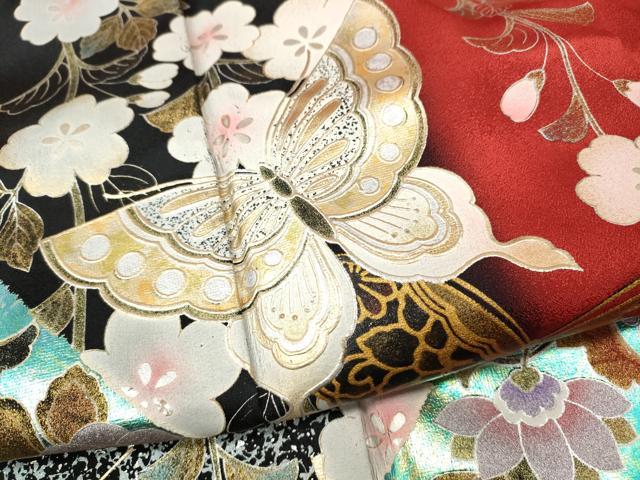 平和屋着物●世界的ファッションデザイナー 山本寛斎 kansaiブランド 振袖 舞蝶花文 暈し染め 金銀彩 正絹 逸品 CABG5221ut