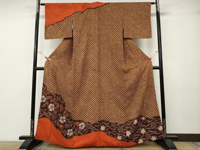 平和屋着物●訪問着 絞り 道長草花文 正絹 逸品 CABG5225ut