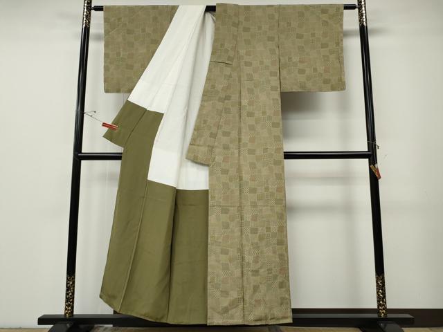 平和屋着物●上質な小紋 変わり市松 正絹 逸品 CABG5228ut