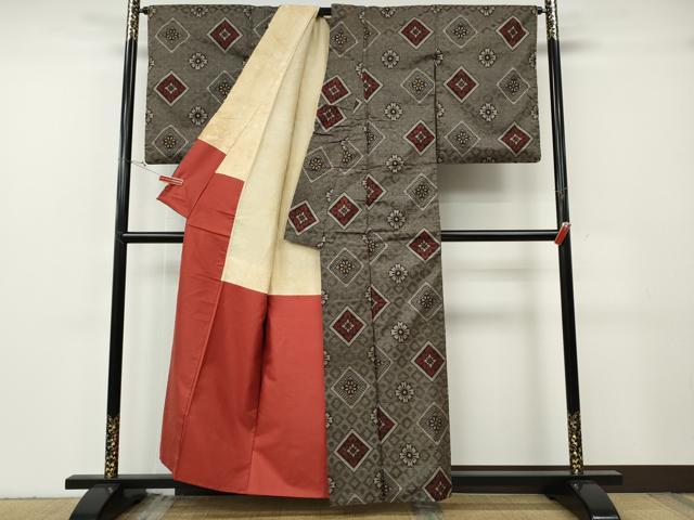 平和屋着物●本場大島紬 龍郷絣 菱花文 正絹 逸品 CABG5230ut