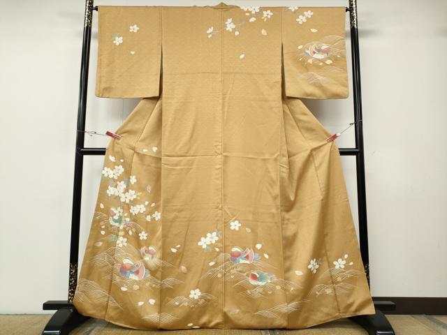 平和屋着物●訪問着 流水鴛鴦花文 金彩 正絹 逸品 CABG5232ut