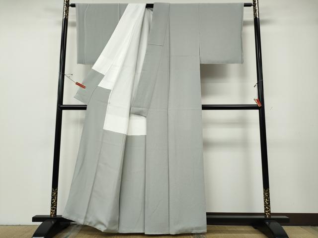 平和屋着物●上質な色無地 生沼忠作 白鼠色 正絹 逸品 CABG5234ut