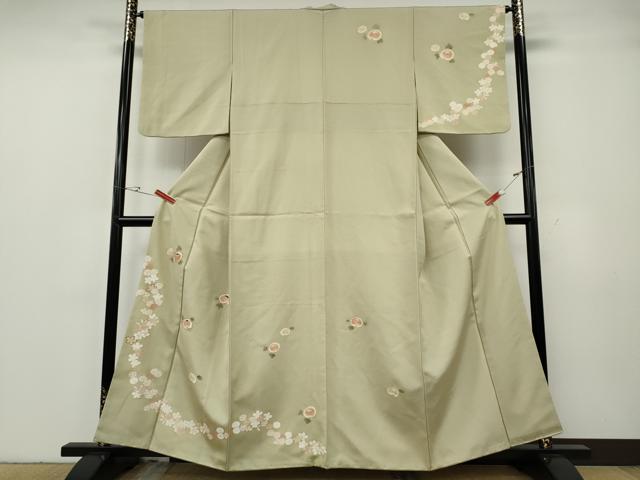 平和屋着物●訪問着 駒刺繍 万寿菊 舞花文 金彩 正絹 逸品 CABG5243ut
