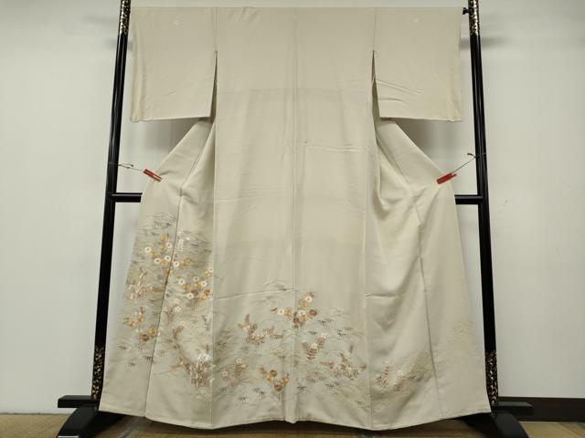 平和屋着物●豪華色留袖 駒刺繍 芝草花文 金彩 正絹 逸品 CABG5245ut
