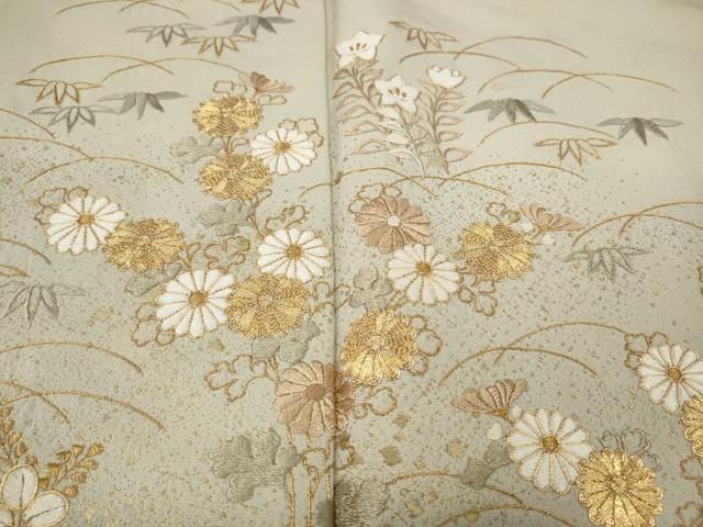 平和屋着物●豪華色留袖 駒刺繍 芝草花文 金彩 正絹 逸品 CABG5245ut