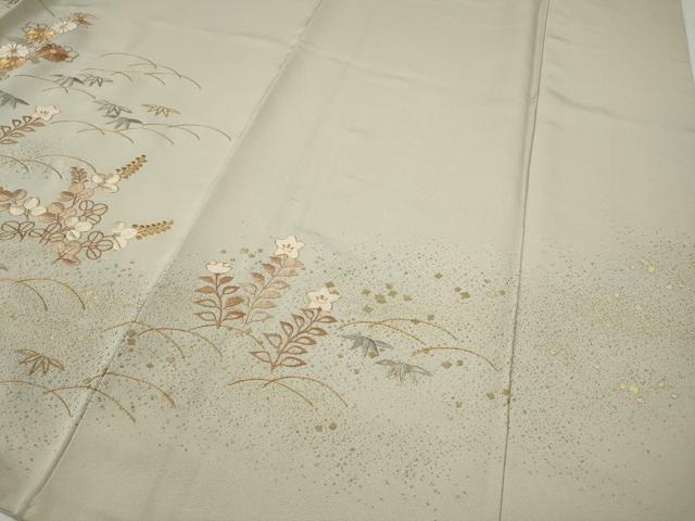 平和屋着物●豪華色留袖 駒刺繍 芝草花文 金彩 正絹 逸品 CABG5245ut