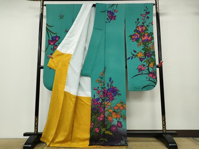 平和屋着物●豪華振袖 草花文 暈し染め 正絹 逸品 CABG5247ut