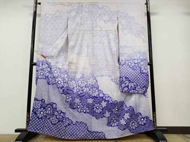平和屋着物●豪華振袖 総絞り 草花文 暈し染め 正絹 逸品 CABG5248ut