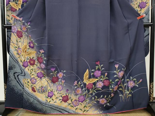 平和屋着物●豪華振袖 刺繍 流水花蝶文 暈し染め 金彩 正絹 逸品 CABG5250ut