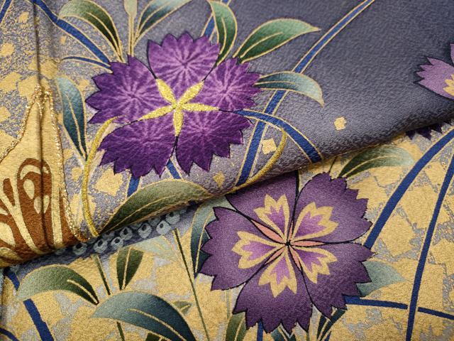 平和屋着物●豪華振袖 刺繍 流水花蝶文 暈し染め 金彩 正絹 逸品 CABG5250ut