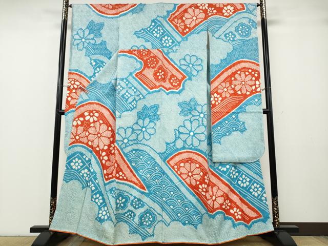 平和屋着物●豪華振袖 総絞り 吉祥花文 正絹 逸品 CABG5251ut