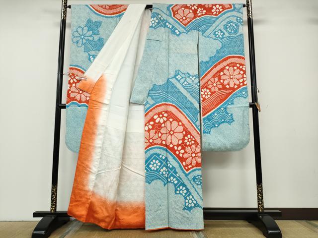 平和屋着物●豪華振袖 総絞り 吉祥花文 正絹 逸品 CABG5251ut