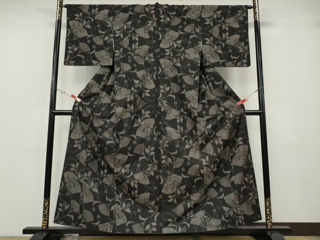 平和屋着物●本場大島紬 9マルキ 扇面蔦の葉花文 やまと誂製 正絹 逸品 CABG5257ut