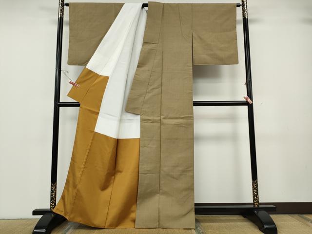 平和屋着物●本場結城紬 重要無形文化財 結城紬 榛色 正絹 逸品 CABG5259ut