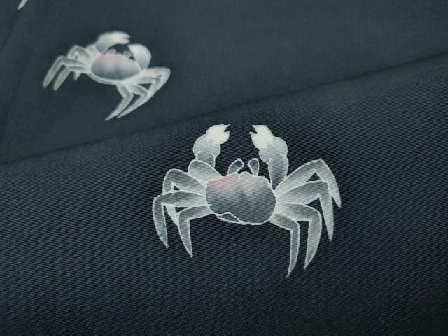 平和屋着物●本加賀友禅作家 鶴見保次 訪問着 蟹 カニ さが美扱い 正絹 逸品 CABG5263ut