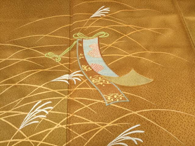 平和屋着物●人間国宝 福田喜三郎 訪問着 駒刺繍 短冊草木文 暈し染め 金彩 正絹 逸品 CABG5265ut