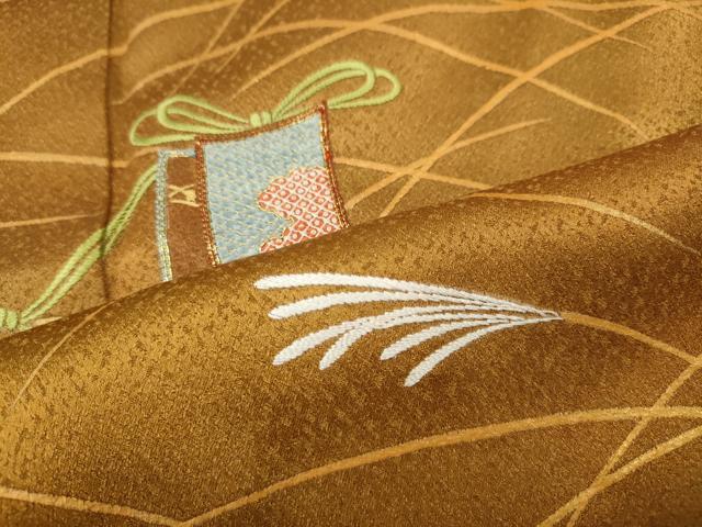 平和屋着物●人間国宝 福田喜三郎 訪問着 駒刺繍 短冊草木文 暈し染め 金彩 正絹 逸品 CABG5265ut
