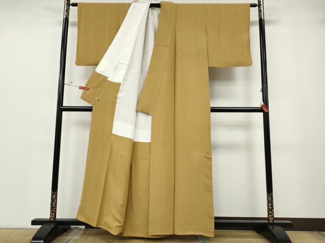 平和屋着物●上質な色無地 飴色 正絹 逸品 CABG5266ut