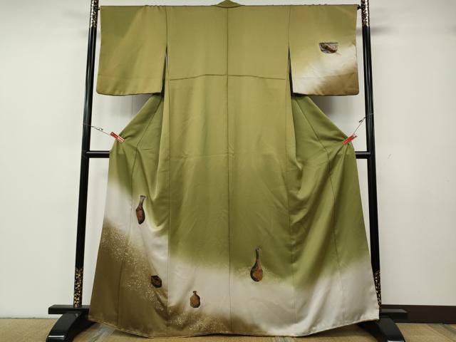 平和屋着物●訪問着 陶器花文 暈し染め 金銀彩 正絹 逸品 CABG5271ut