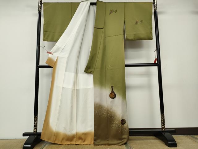 平和屋着物●訪問着 陶器花文 暈し染め 金銀彩 正絹 逸品 CABG5271ut