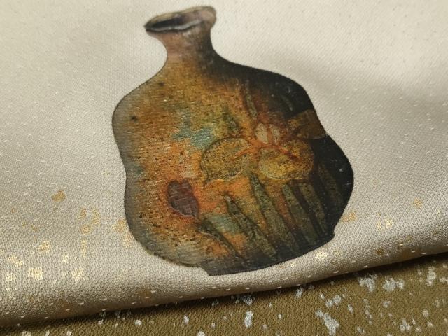 平和屋着物●訪問着 陶器花文 暈し染め 金銀彩 正絹 逸品 CABG5271ut