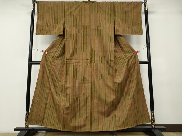 平和屋着物●上質な紬 切嵌間道 正絹 逸品 未使用 CABG5272ut
