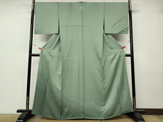 平和屋着物●染色作家 斉藤三才 訪問着 寿光織 三才鳥 暈し染め 金糸 正絹 逸品 CABG5278ut