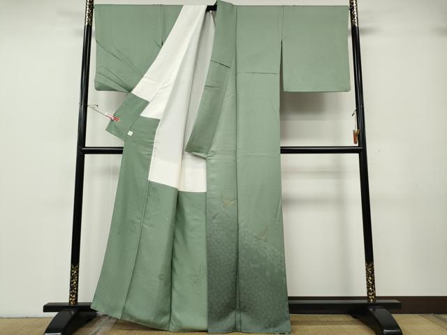 平和屋着物●染色作家 斉藤三才 訪問着 寿光織 三才鳥 暈し染め 金糸 正絹 逸品 CABG5278ut