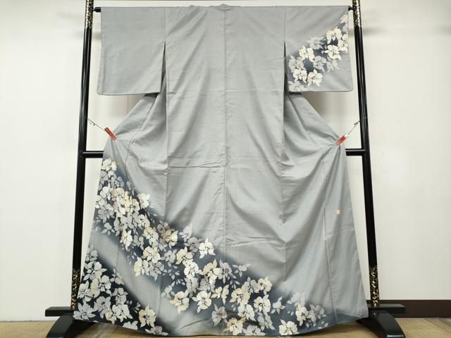 平和屋着物●五月みどりプロデュース 結城紬地 訪問着 草花文 金銀彩 正絹 逸品 CABG5281ut