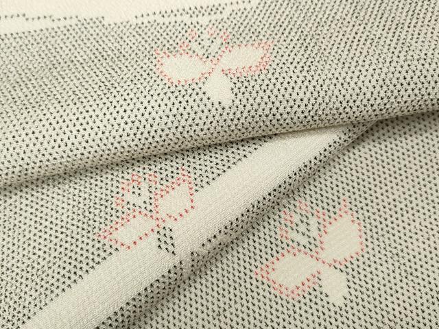 平和屋着物●本塩沢 横段舞蝶文 正絹 逸品 CABG5283ut