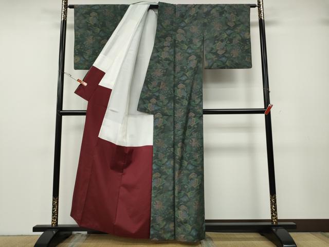 平和屋着物●本場大島紬 7マルキ 更紗花文 正絹 逸品 CABG5285ut