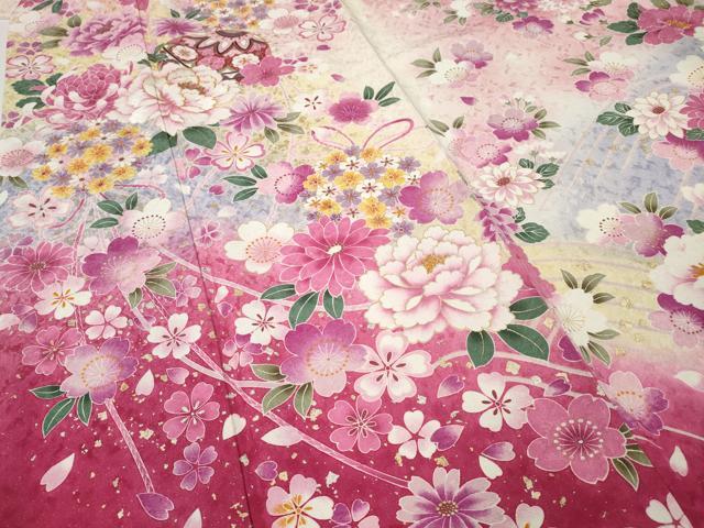 平和屋着物●豪華振袖 駒刺繍 花鞠文 暈し染め 金通し地 正絹 逸品 CABG5291ut