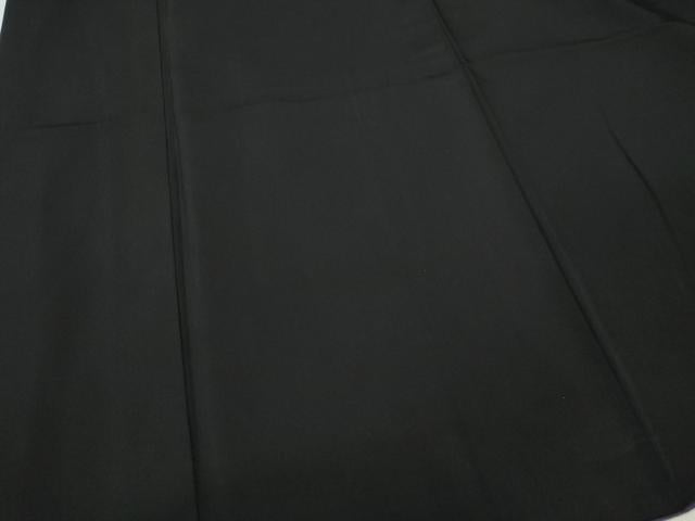 平和屋着物●男性 黒紋付・羽織セット 羽裏:枝松葉 鷹 キングサイズ 正絹 逸品 CABG5297ut