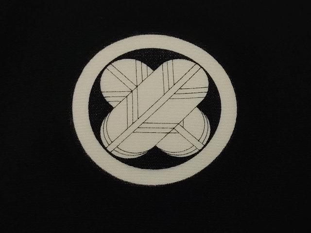 平和屋着物●男性 黒紋付・羽織セット 羽裏:歌舞伎・隈取り キングサイズ 正絹 逸品 CABG5301ut