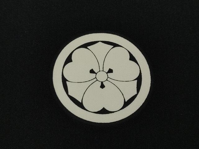 平和屋着物●男性 黒紋付・羽織セット 羽裏:仕覆文 正絹 逸品 CABG5302ut