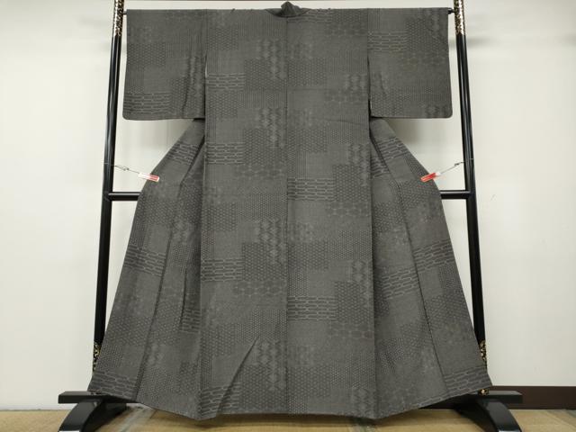 平和屋着物●江戸小紋 横段吉祥文 鬼しぼ縮緬 健勝苑扱い 正絹 逸品 CABG5318ut