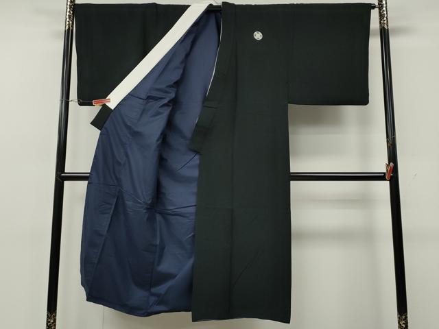 平和屋着物●男性 黒紋付・羽織セット 羽裏:龍 正絹 逸品 CABG5325ut