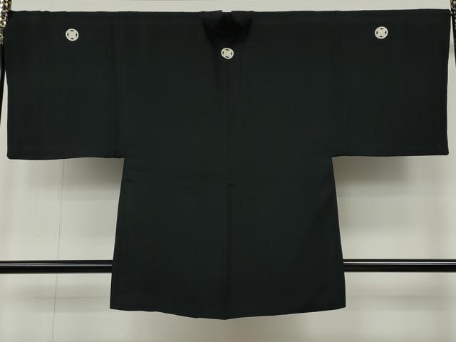 平和屋着物●男性 黒紋付・羽織セット 羽裏:龍 正絹 逸品 CABG5325ut