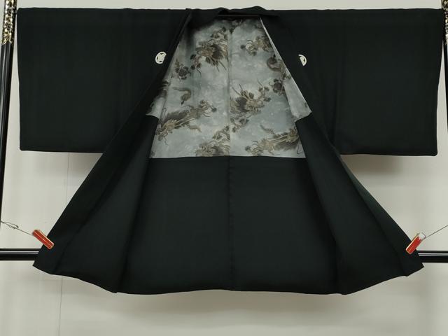 平和屋着物●男性 黒紋付・羽織セット 羽裏:龍 正絹 逸品 CABG5325ut