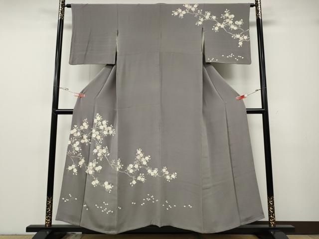 平和屋着物●訪問着 駒刺繍 枝桜文 鬼しぼ縮緬 正絹 逸品 CABG5332ut
