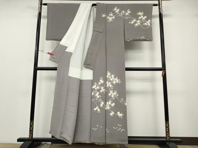 平和屋着物●訪問着 駒刺繍 枝桜文 鬼しぼ縮緬 正絹 逸品 CABG5332ut