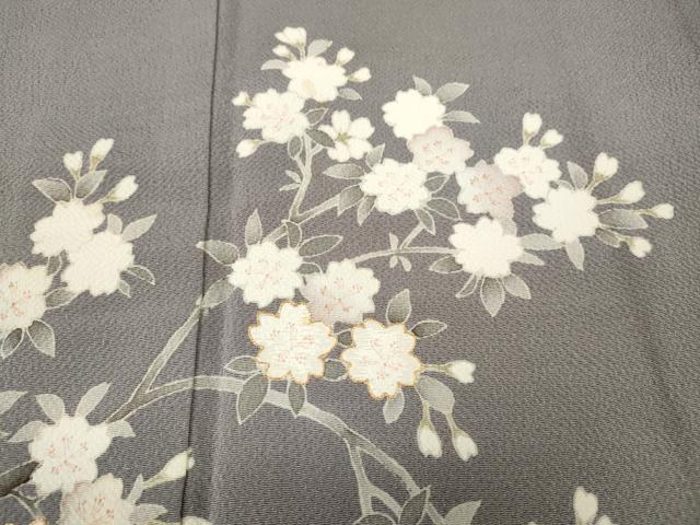 平和屋着物●訪問着 駒刺繍 枝桜文 鬼しぼ縮緬 正絹 逸品 CABG5332ut