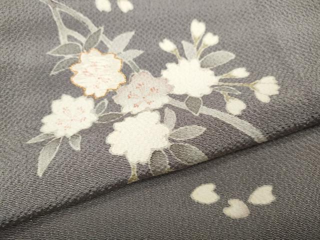 平和屋着物●訪問着 駒刺繍 枝桜文 鬼しぼ縮緬 正絹 逸品 CABG5332ut